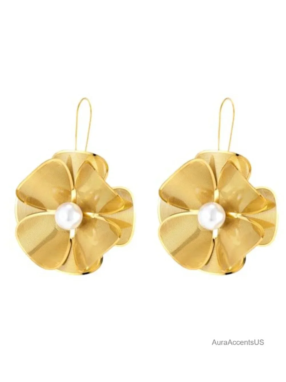 Gold Flower Dangle Earrings for Women Boho Floral Drop Earrings Stainless Steel